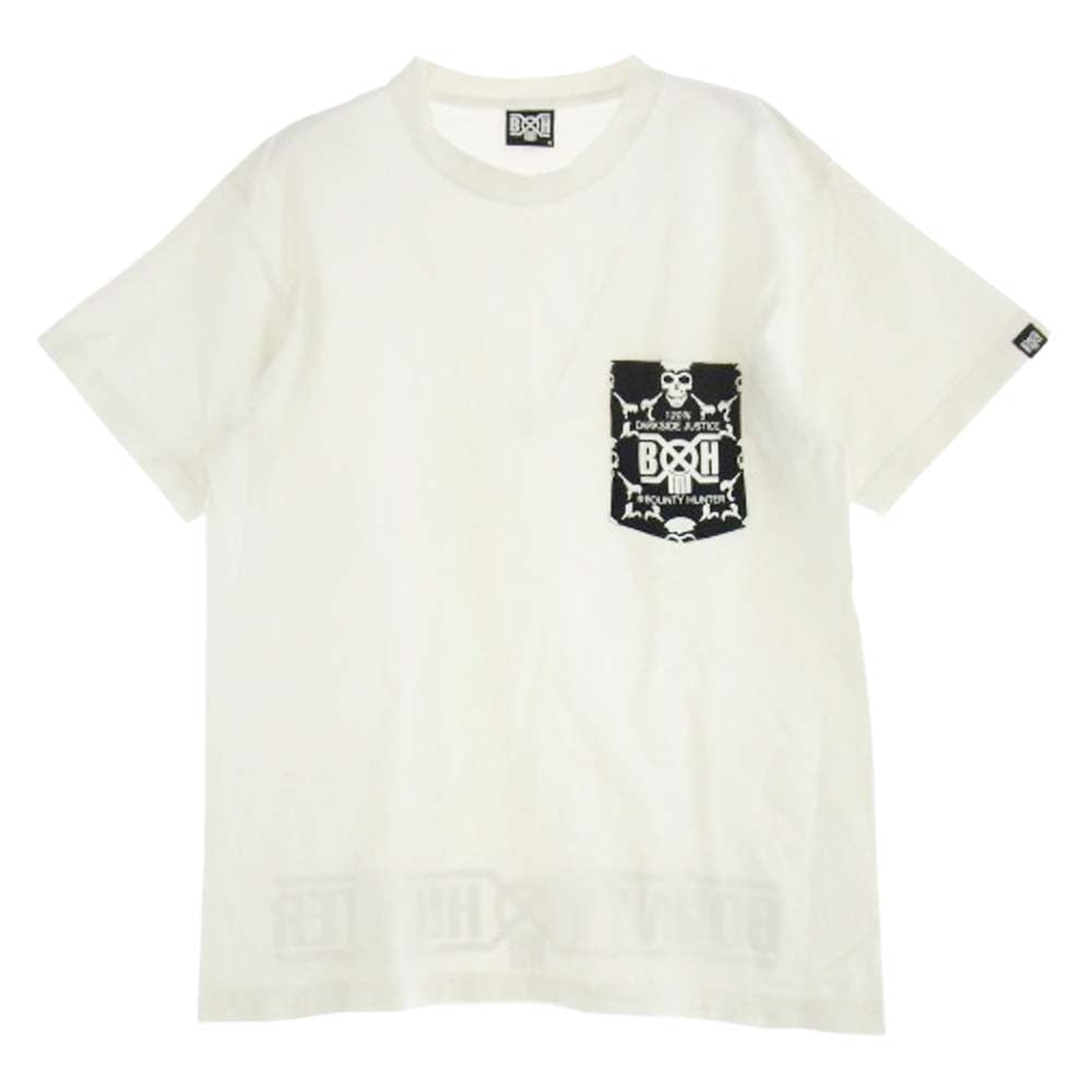 BOUNTY HUNTER バウンティーハンター 胸ポケット バックロゴ プリント 半袖 Tシャツ ホワイト系 M【中古】