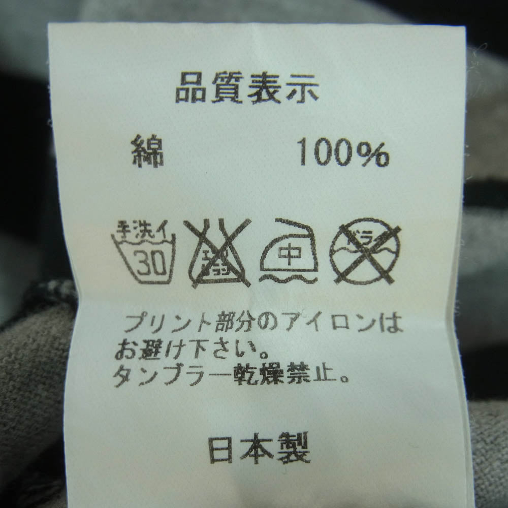 BOUNTY HUNTER バウンティーハンター ロゴ プリント ボーダー 半袖 Tシャツ コットン 日本製 ブラック系 グレー系 M【中古】