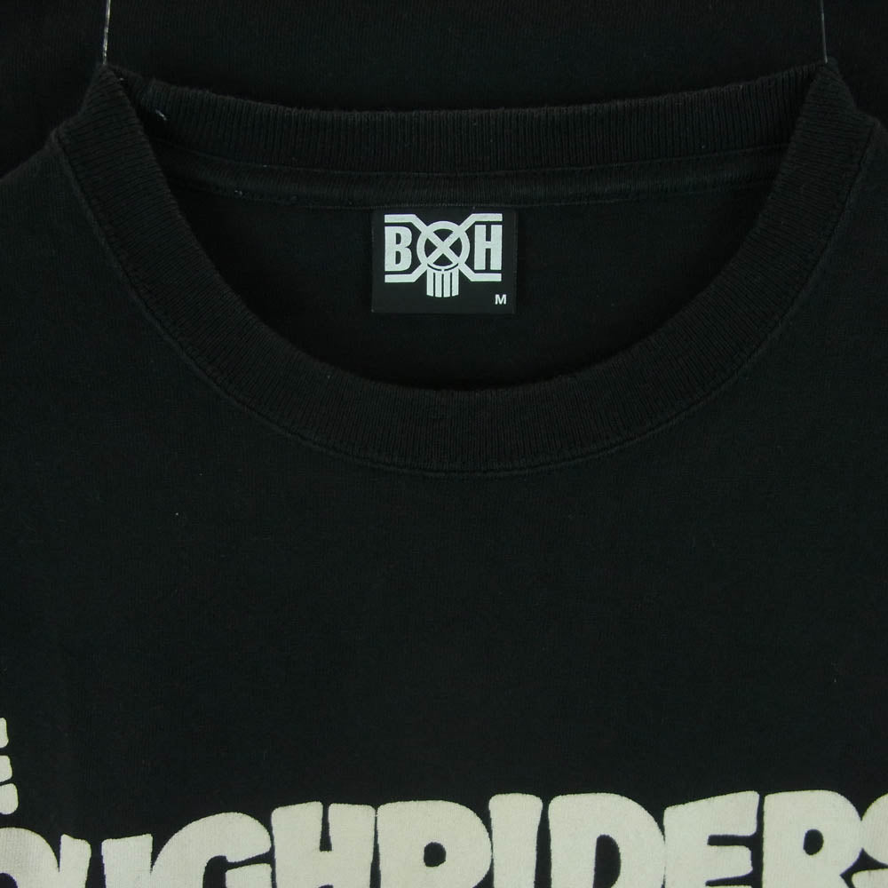 BOUNTY HUNTER バウンティーハンター THE ROUGH RIDERS プリント 切替 七分袖 Tシャツ コットン ブラック系 グレー系 M【中古】