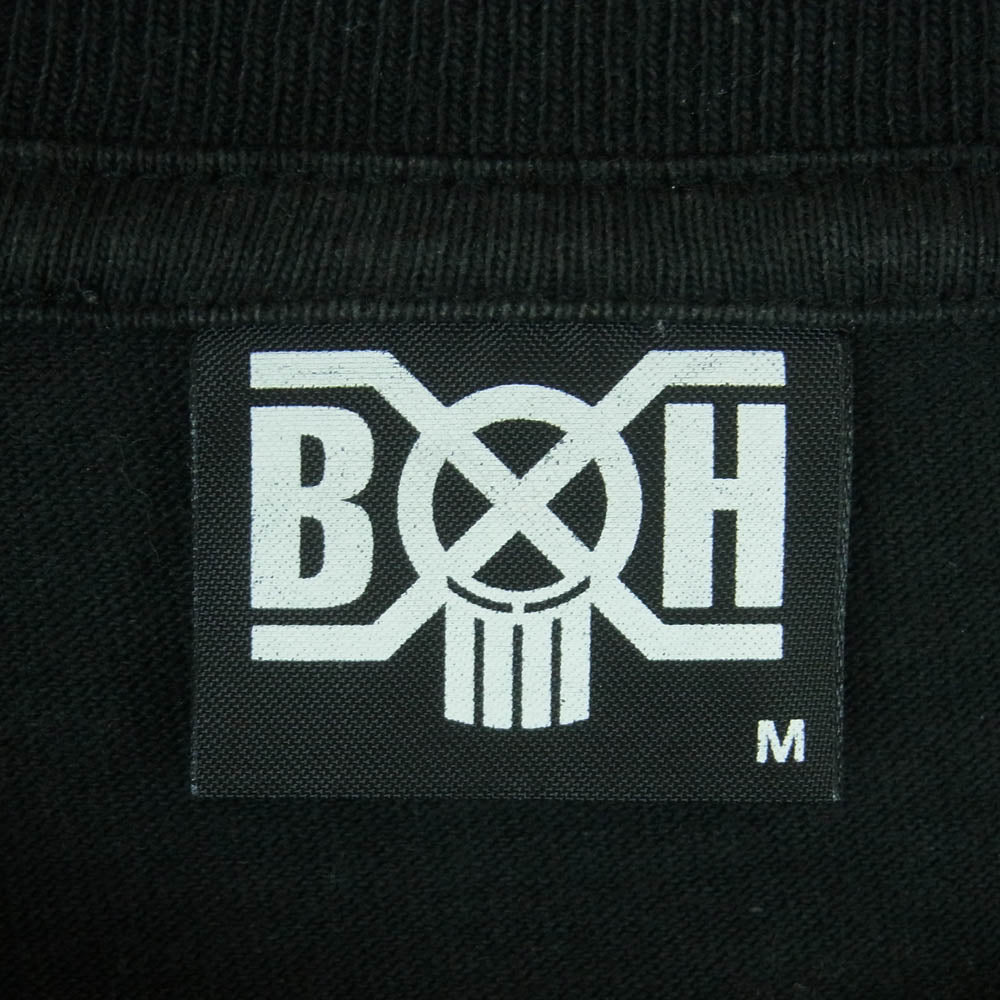 BOUNTY HUNTER バウンティーハンター THE ROUGH RIDERS プリント 切替 七分袖 Tシャツ コットン ブラック系 グレー系 M【中古】