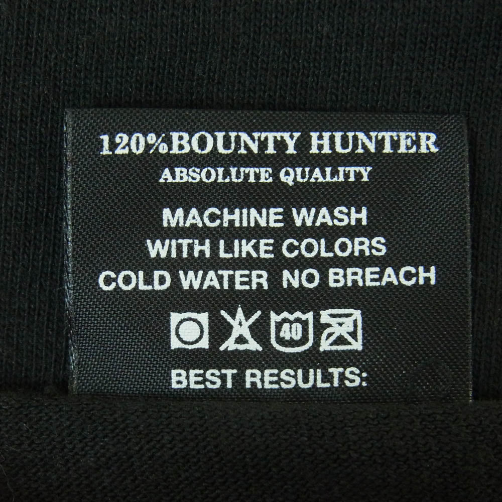 BOUNTY HUNTER バウンティーハンター THE ROUGH RIDERS プリント 切替 七分袖 Tシャツ コットン ブラック系 グレー系 M【中古】