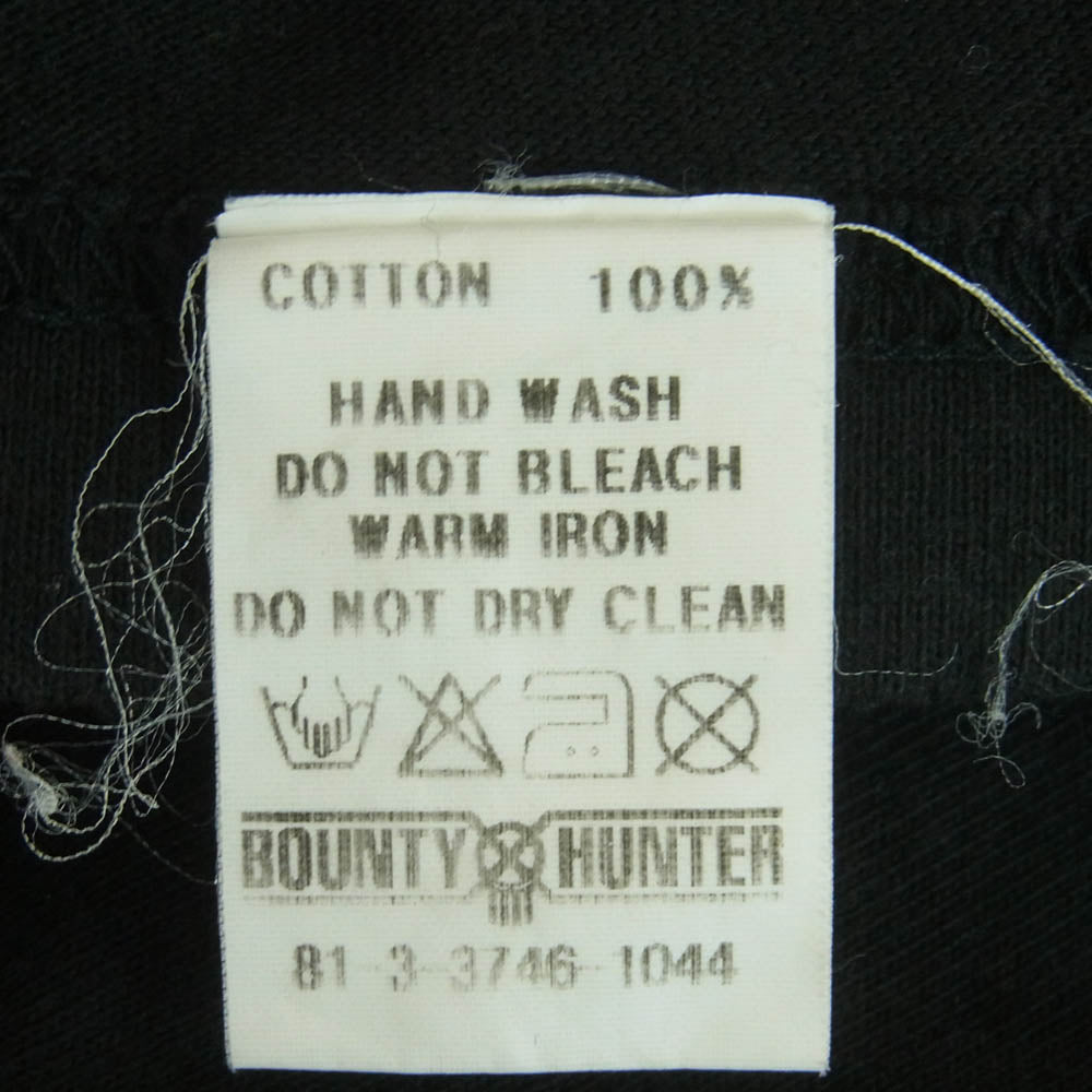 BOUNTY HUNTER バウンティーハンター THE ROUGH RIDERS プリント 切替 七分袖 Tシャツ コットン ブラック系 グレー系 M【中古】