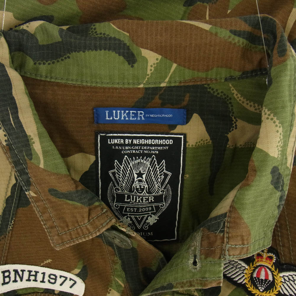 LUKER BY NEIGHBORHOOD ルーカーバイネイバーフッド 111OALK-SHM01 ワッペン付き 迷彩柄 半袖 シャツ カーキ系 マルチカラー系 M【中古】
