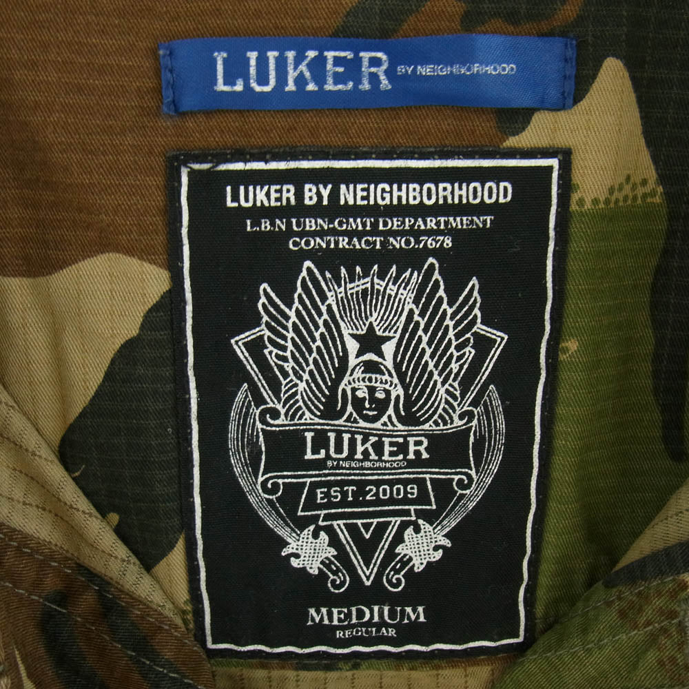 LUKER BY NEIGHBORHOOD ルーカーバイネイバーフッド 111OALK-SHM01 ワッペン付き 迷彩柄 半袖 シャツ カーキ系 マルチカラー系 M【中古】
