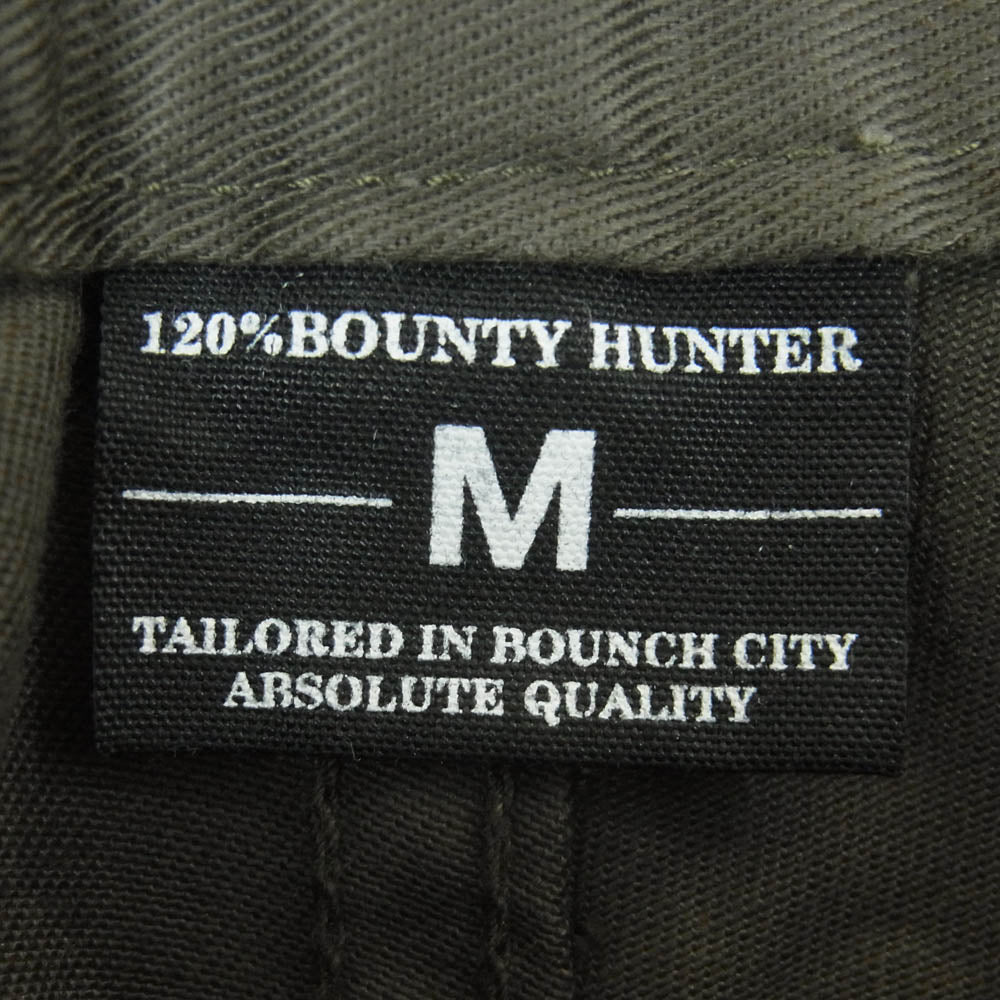 BOUNTY HUNTER バウンティーハンター ロゴ 刺繍 スタッズ ハーフ ショート パンツ 日本製 カーキ系 グリーン系 M【中古】