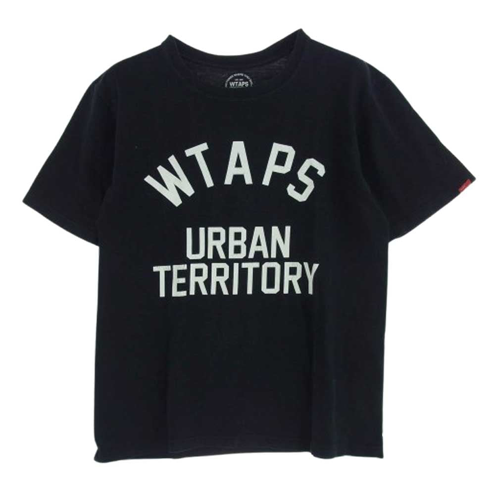 WTAPS ダブルタップス URBAN TERRITORY カレッジ ロゴ プリント 半袖 Tシャツ ネイビー系 2【中古】