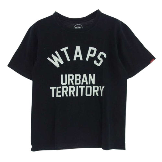 WTAPS ダブルタップス URBAN TERRITORY カレッジ ロゴ プリント 半袖 Tシャツ ネイビー系 2【中古】