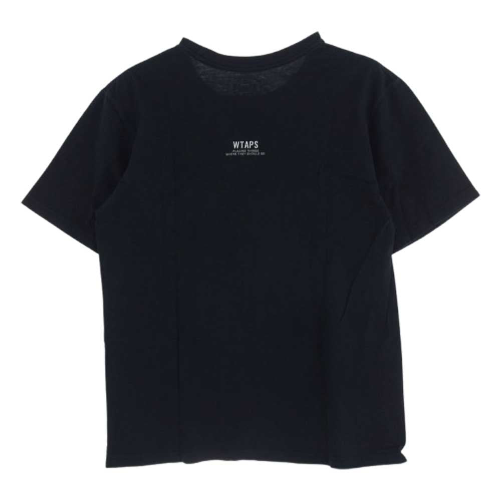 WTAPS ダブルタップス URBAN TERRITORY カレッジ ロゴ プリント 半袖 Tシャツ ネイビー系 2【中古】