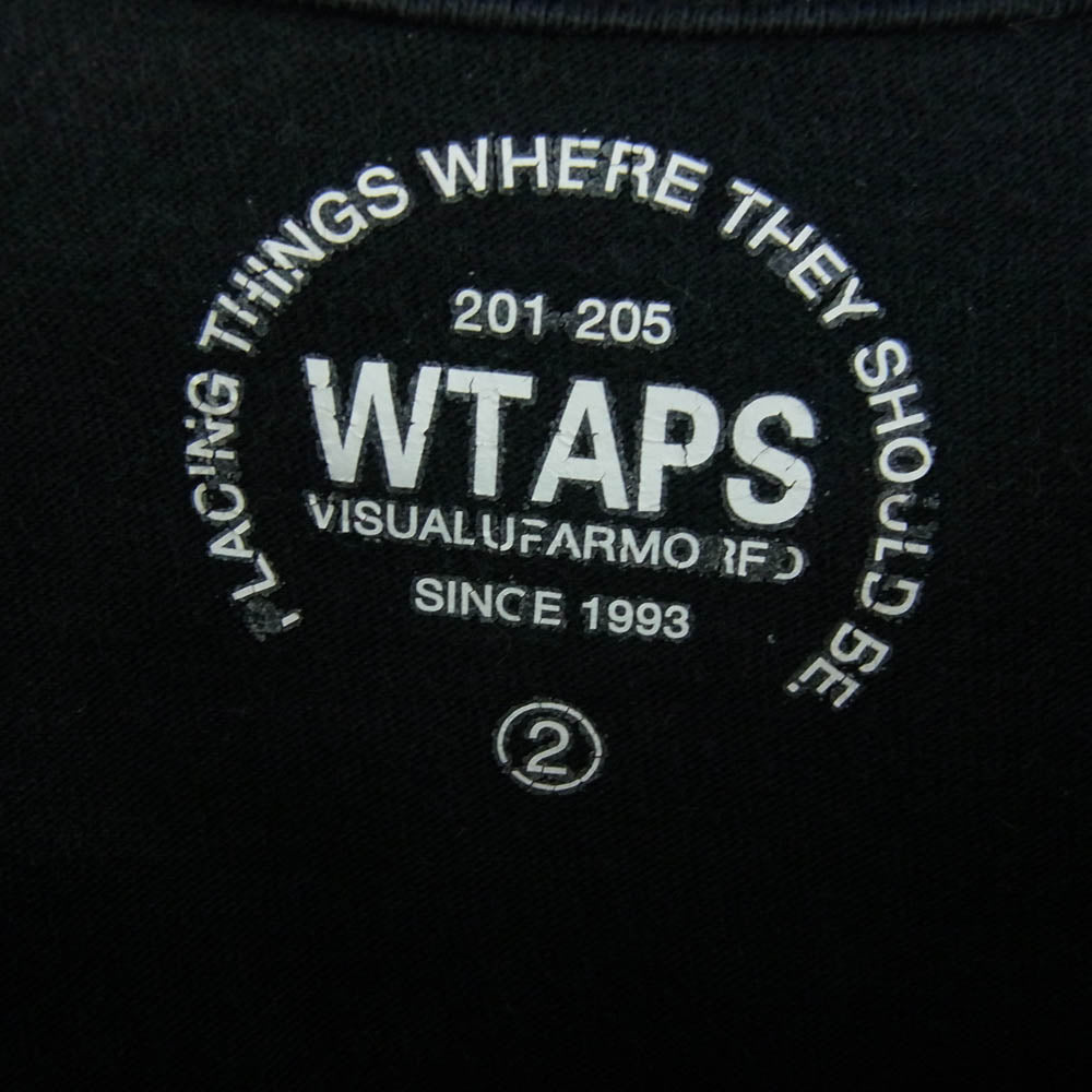 WTAPS ダブルタップス URBAN TERRITORY カレッジ ロゴ プリント 半袖 Tシャツ ネイビー系 2【中古】