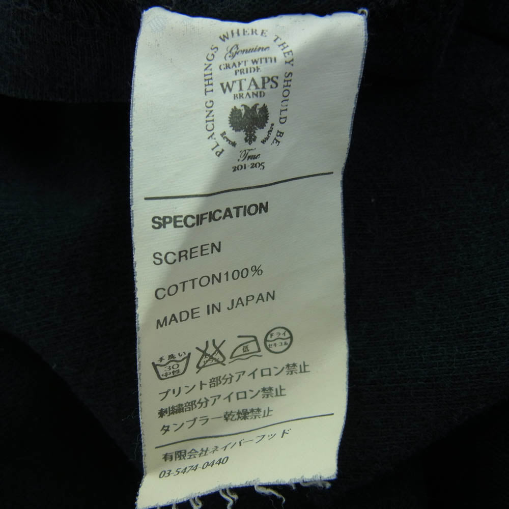 WTAPS ダブルタップス URBAN TERRITORY カレッジ ロゴ プリント 半袖 Tシャツ ネイビー系 2【中古】