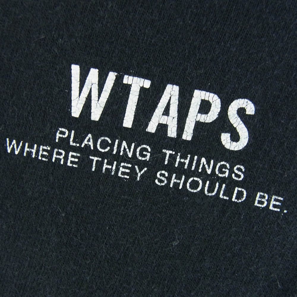 WTAPS ダブルタップス URBAN TERRITORY カレッジ ロゴ プリント 半袖 Tシャツ ネイビー系 2【中古】