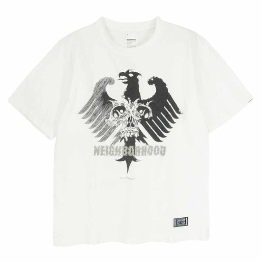 NEIGHBORHOOD ネイバーフッド 09SS PUSHEAD フロント スカル プリント 半袖 Tシャツ ホワイト系 1【中古】