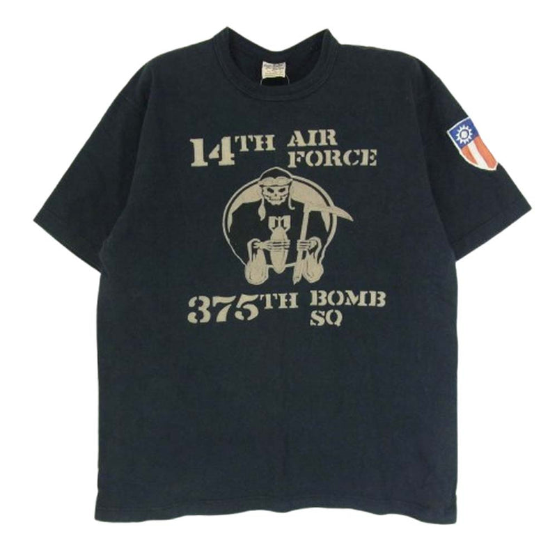 Buzz Rickson's バズリクソンズ 14TH AIR FORCE フロント ロゴ 刺繡 半袖 Tシャツ ブラック系 M【中古】