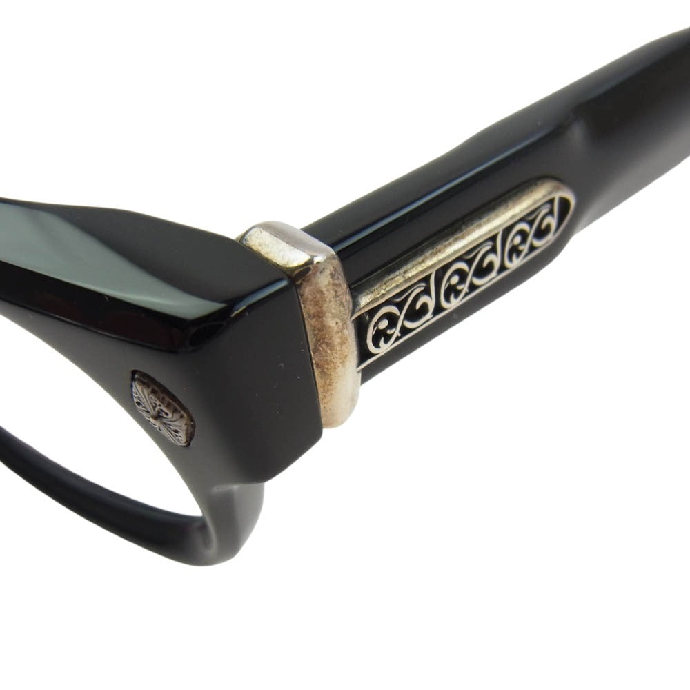 CHROME HEARTS クロムハーツ（原本無） 2022年購入時冊子原本付属 WEIRDO フローラルテンプル スクエア アイウェア 眼鏡 ブラック系 53□20-144【中古】