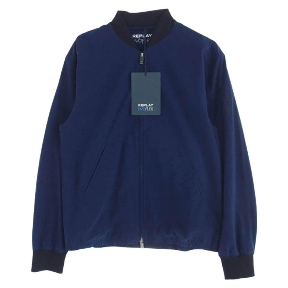 REPLAY リプレイ EVO FLEX Super Stretch Bomber Jacket ストレッチ ナイロン ブルゾン ジャケット ブルー系 L【新古品】【未使用】【中古】