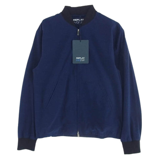 REPLAY リプレイ EVO FLEX Super Stretch Bomber Jacket ストレッチ ナイロン ブルゾン ジャケット ブルー系 L【新古品】【未使用】【中古】