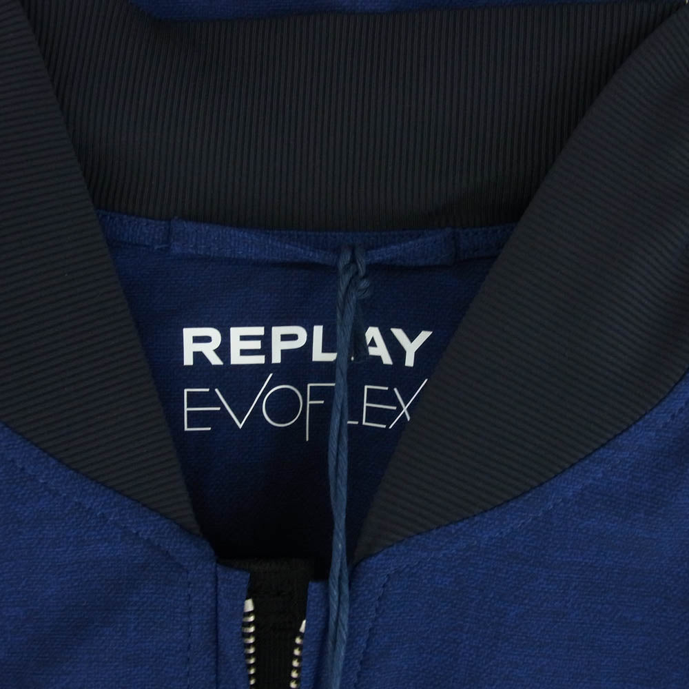REPLAY リプレイ EVO FLEX Super Stretch Bomber Jacket ストレッチ ナイロン ブルゾン ジャケット ブルー系 L【新古品】【未使用】【中古】