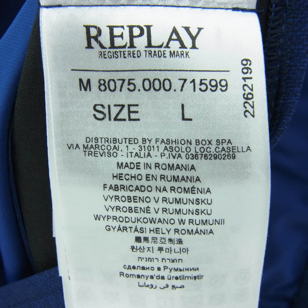 REPLAY リプレイ EVO FLEX Super Stretch Bomber Jacket ストレッチ ナイロン ブルゾン ジャケット ブルー系 L【新古品】【未使用】【中古】