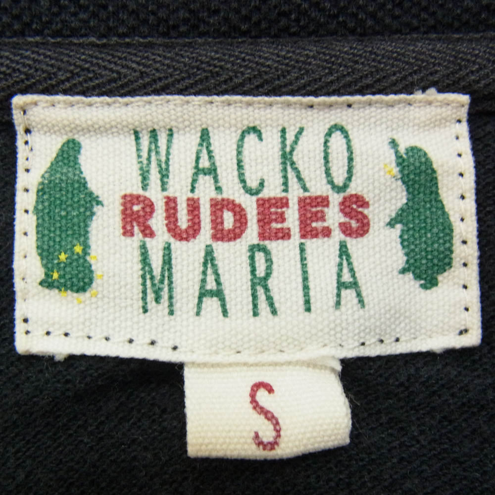 WACKO MARIA ワコマリア ロゴ刺繍 エンブロイダリ― 七分袖 ポロシャツ ブラック系 S【中古】