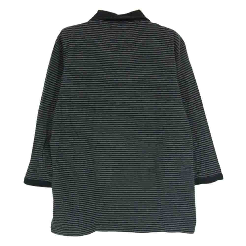 WACKO MARIA ワコマリア ロゴフロッキープリント ボーダー 七分袖 ポロシャツ ブラック系 S【中古】