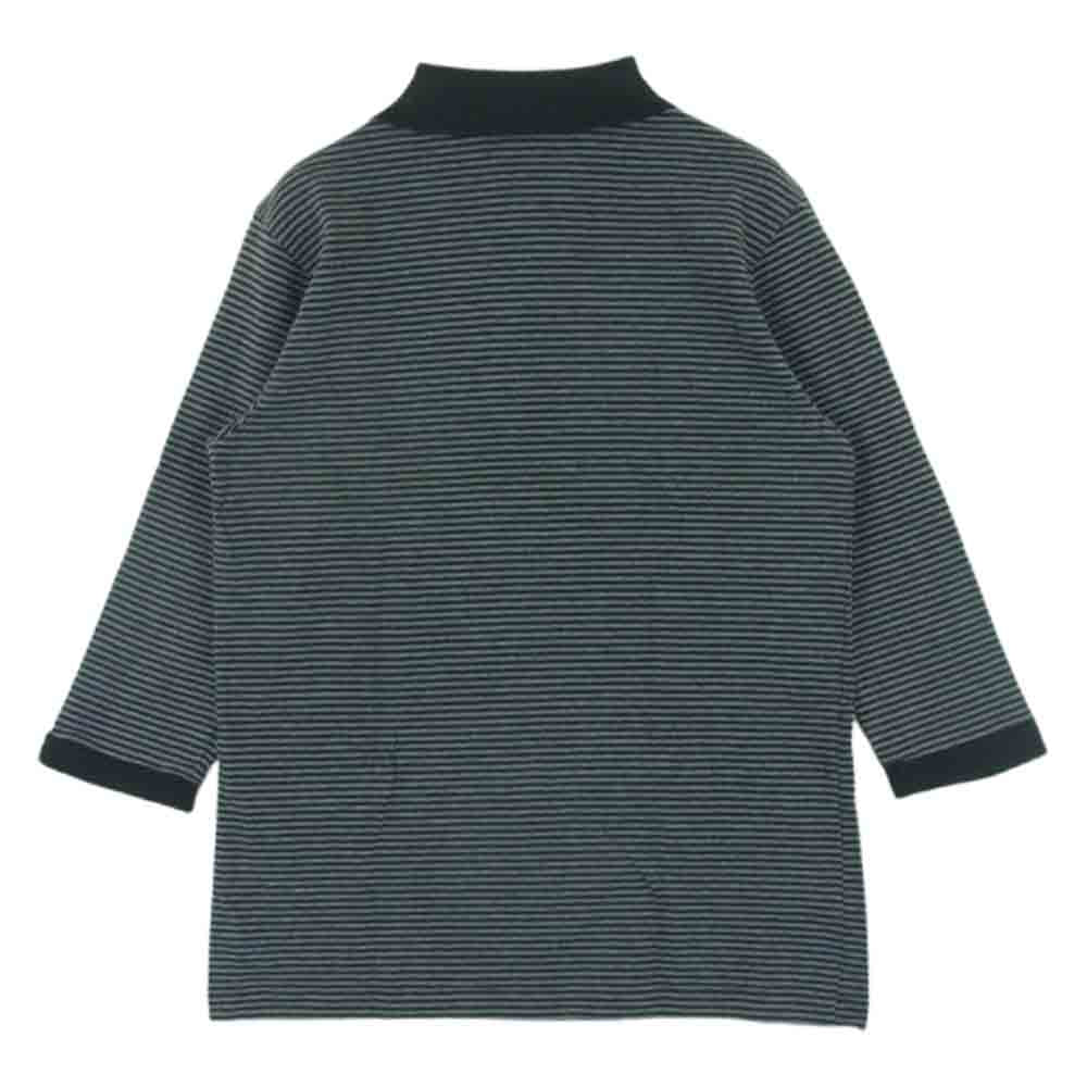 WACKO MARIA ワコマリア バニーガール刺繍 ボーダー 七分袖 ポロシャツ コットン 日本製 グレー系 ブラック系 S【中古】