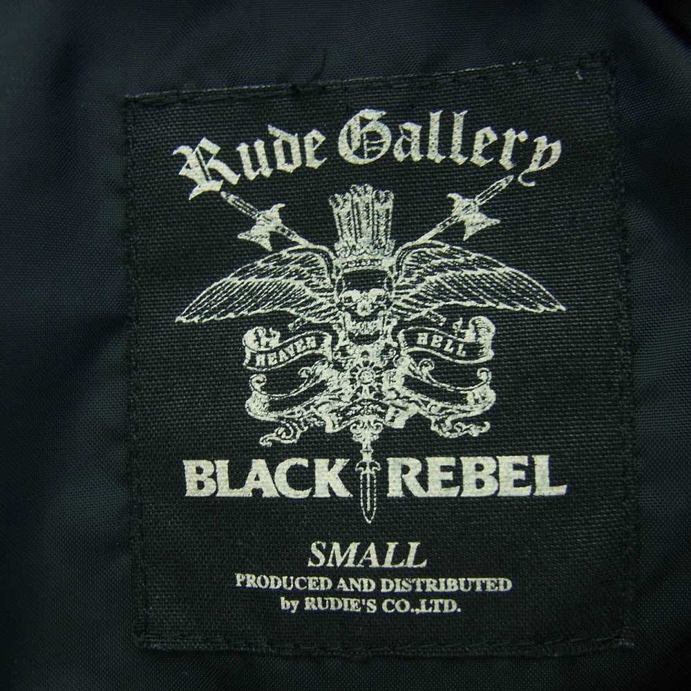 RUDE GALLERY BLACK REBEL ルードギャラリーブラックレーベル ワッペン付き シングル フルジップ 中綿 ジャケット ブラック系 S【中古】