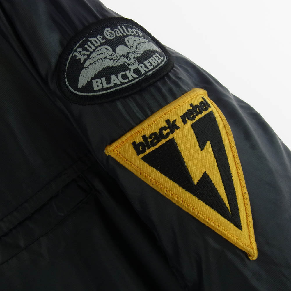 RUDE GALLERY BLACK REBEL ルードギャラリーブラックレーベル ワッペン付き シングル フルジップ 中綿 ジャケット ブラック系 S【中古】
