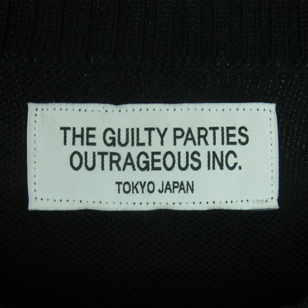 WACKO MARIA ワコマリア 14AW-KNT-06 ロゴエンブロイダリ― 刺繍 ニット セーター ウール 日本製 ブラック系 S【中古】