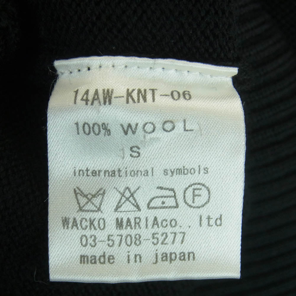 WACKO MARIA ワコマリア 14AW-KNT-06 ロゴエンブロイダリ― 刺繍 ニット セーター ウール 日本製 ブラック系 S【中古】