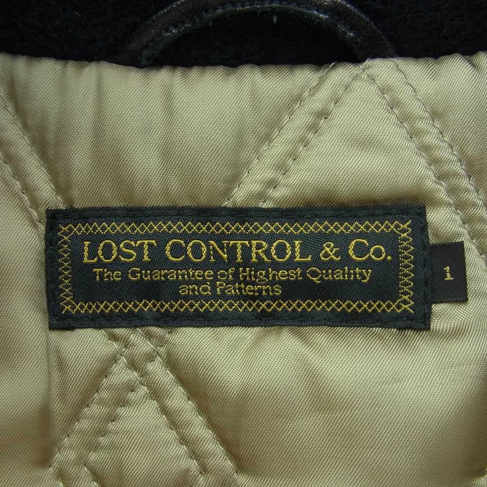 LOST CONTROL ロストコントロール L10W4-4002-A ステアハイド レザー切替 スタジアムジャンパー スタジャン ヴァ―シティジャケット ブラック系 1【中古】