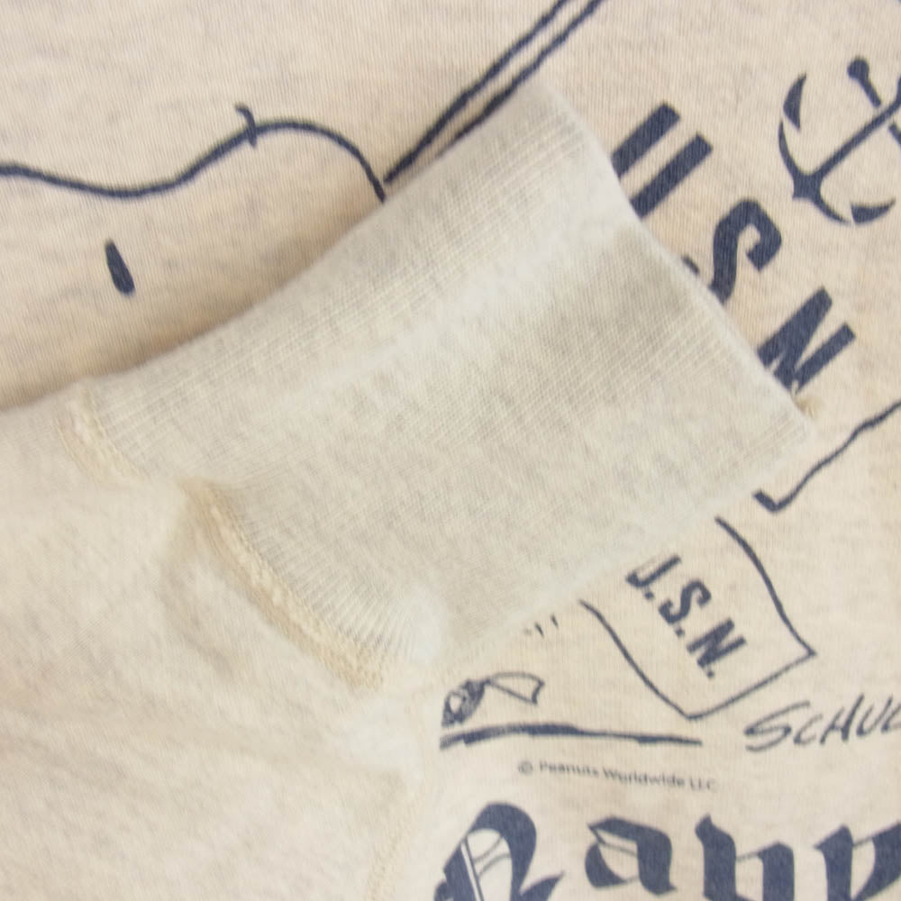 Buzz Rickson's バズリクソンズ BR69274 × PEANUS U.S.NAVY セットイン クルーネック スウェット シャツ ピーナッツ スヌーピー ベージュ系 XXL【中古】