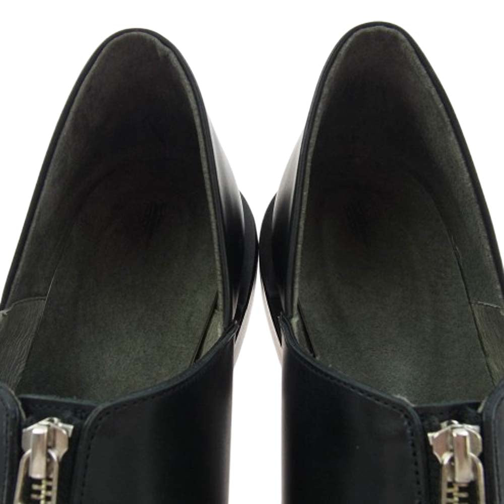 イシュム ZIP SHOES レザ― ジップ スリッポン シューズ ブラック系 42【新古品】【未使用】【中古】