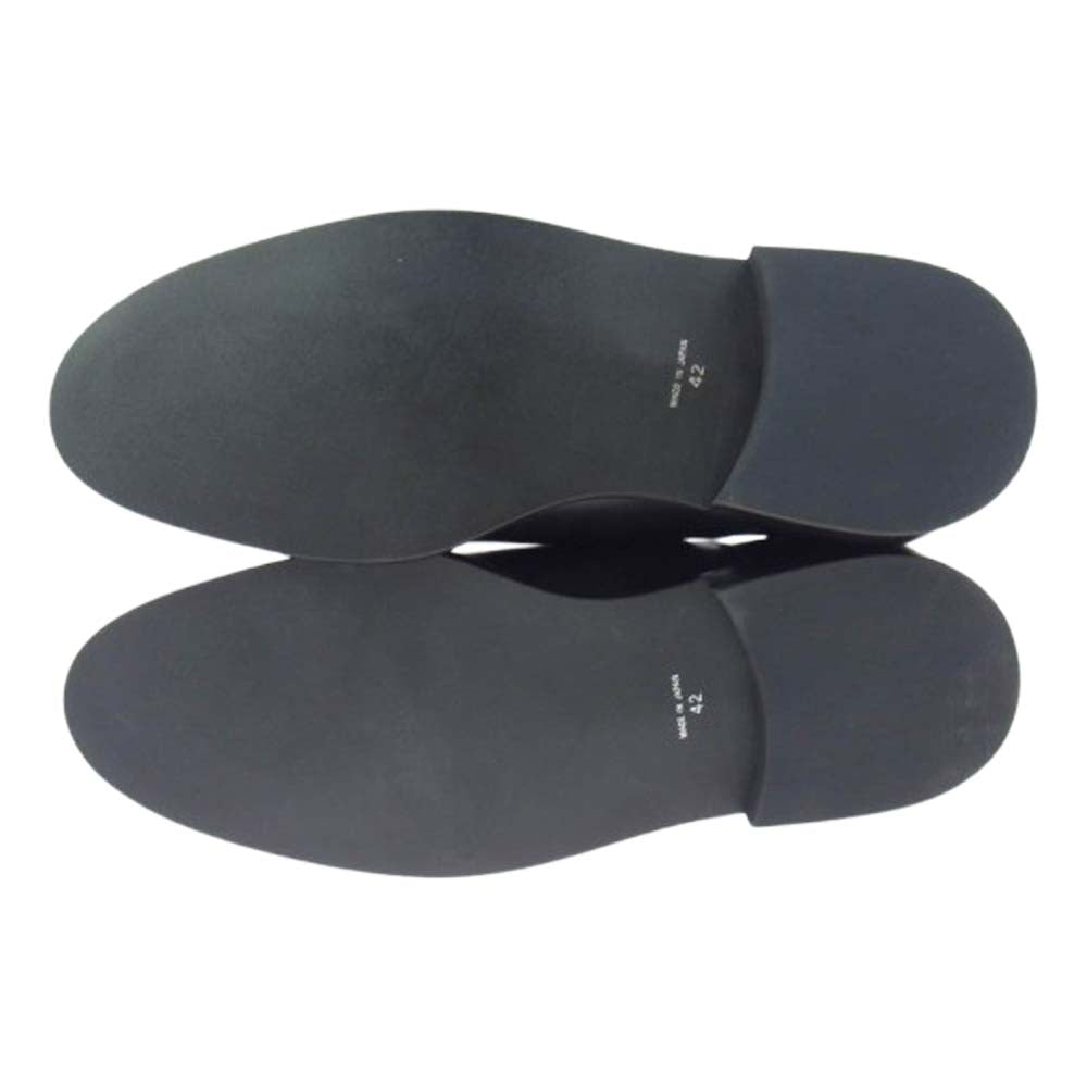 イシュム ZIP SHOES レザ― ジップ スリッポン シューズ ブラック系 42【新古品】【未使用】【中古】