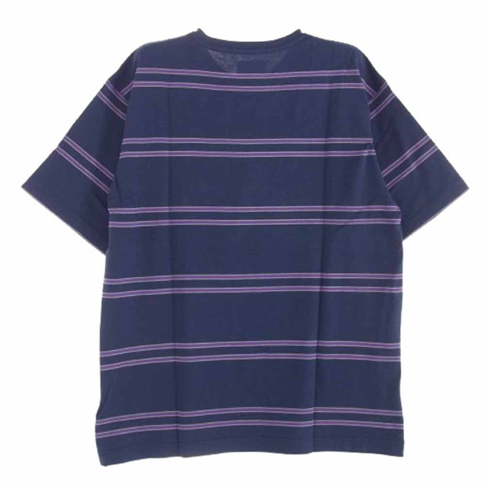 WTAPS ダブルタップス 21SS 211ATDT-CSM23 JAM 02 LS  COTTON JAM 02 ロゴ刺繍 ボーダー 半袖 Tシャツ パープル パープル系 3【新古品】【未使用】【中古】