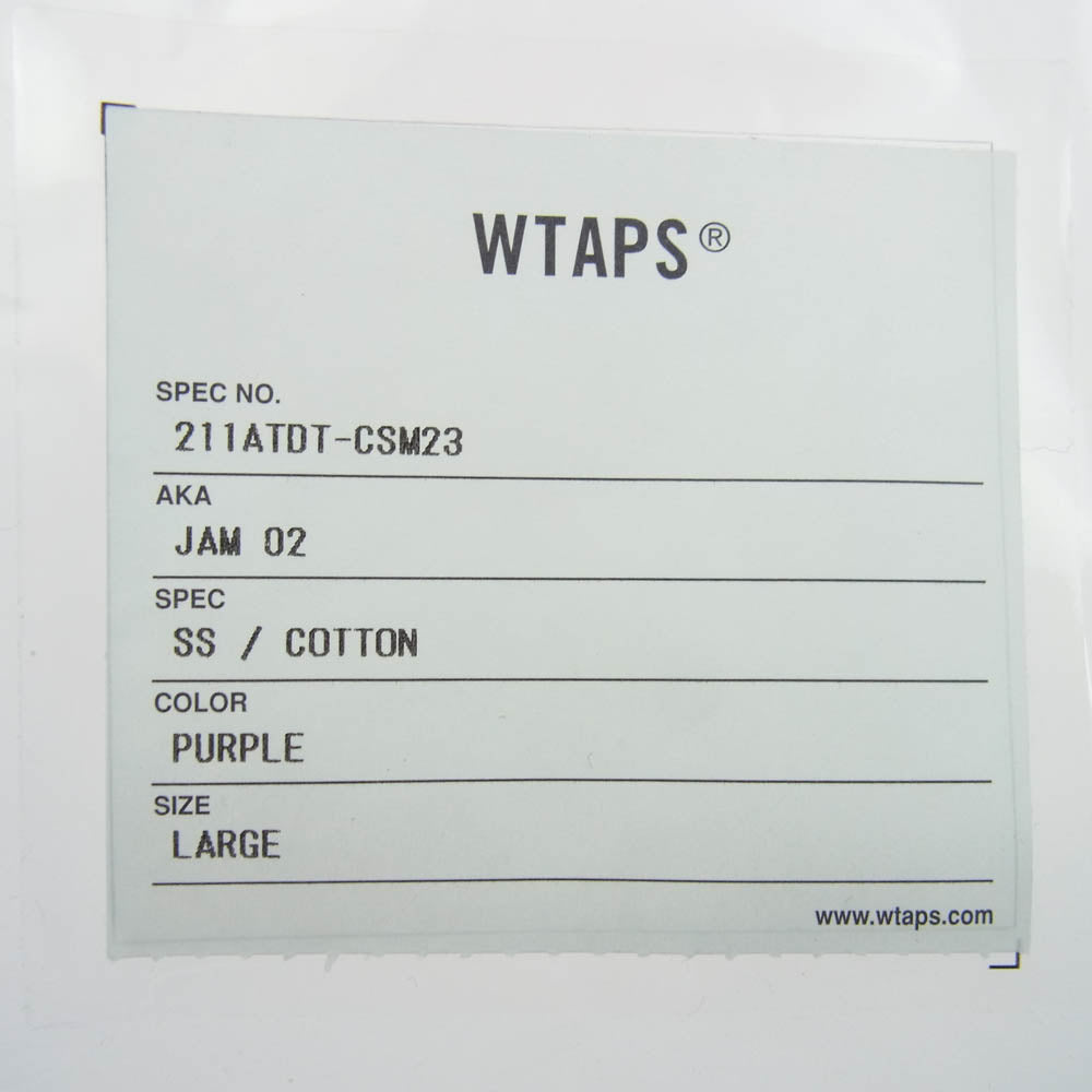 WTAPS ダブルタップス 21SS 211ATDT-CSM23 JAM 02 LS  COTTON JAM 02 ロゴ刺繍 ボーダー 半袖 Tシャツ パープル パープル系 3【新古品】【未使用】【中古】
