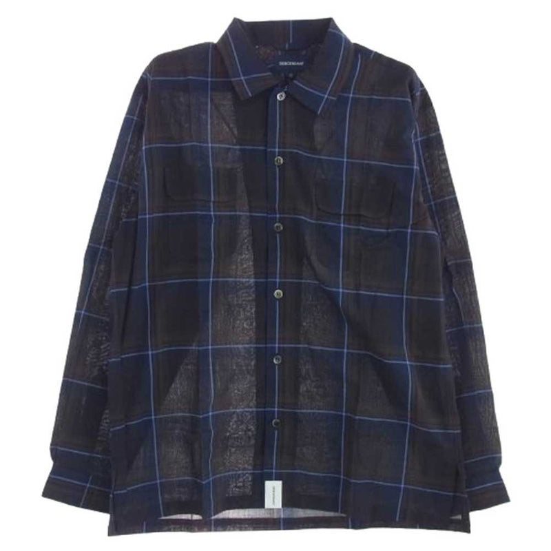 DESCENDANT ディセンダント 21SS 211BRDS-SHM06 MILPITAS CHECK LS SHIRT オープンカラー 長袖 チェック シャツ ネイビー系 ブラウン系 2【新古品】【未使用】【中古】