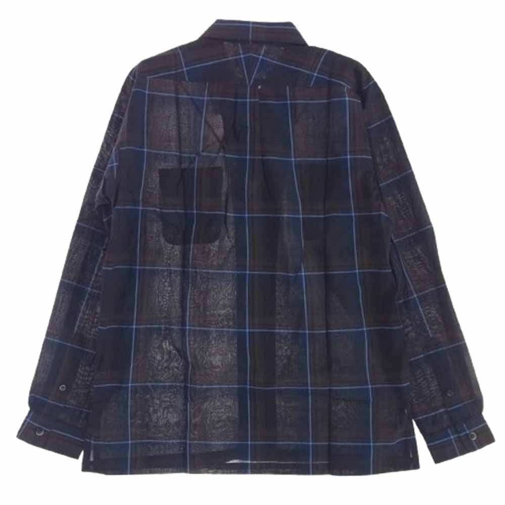 DESCENDANT ディセンダント 21SS 211BRDS-SHM06 MILPITAS CHECK LS SHIRT オープンカラー 長袖 チェック シャツ ネイビー系 ブラウン系 2【新古品】【未使用】【中古】