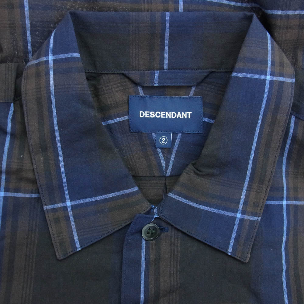 DESCENDANT ディセンダント 21SS 211BRDS-SHM06 MILPITAS CHECK LS SHIRT オープンカラー 長袖 チェック シャツ ネイビー系 ブラウン系 2【新古品】【未使用】【中古】