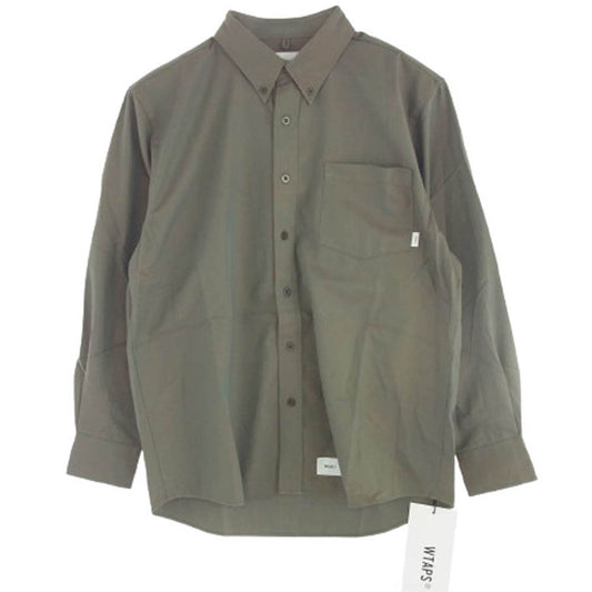 WTAPS ダブルタップス 20AW 202TQDT-SHM01 BD LS RAPO TWILL ボタンダウン 長袖 シャツ カーキ系 X 03【新古品】【未使用】【中古】