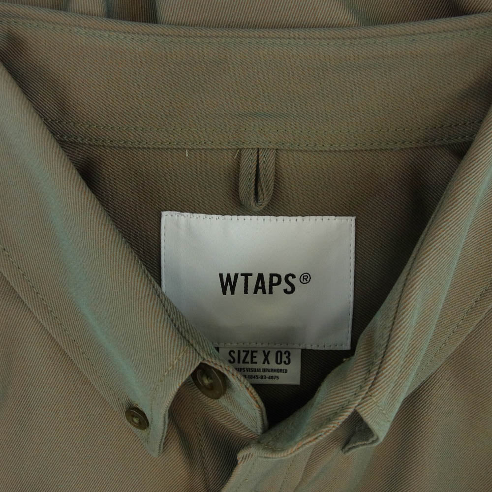 WTAPS ダブルタップス 20AW 202TQDT-SHM01 BD LS RAPO TWILL ボタンダウン 長袖 シャツ カーキ系 X 03【新古品】【未使用】【中古】