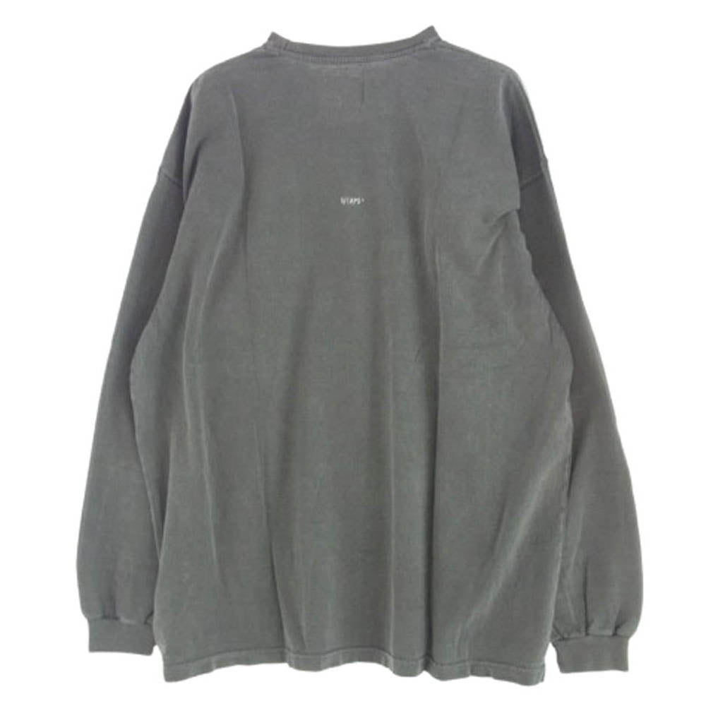 WTAPS ダブルタップス 23SS 231ATDT-CSM18 COTTON.SIGN L/S バック ロゴ 刺繍 ロングスリーブ カットソー Tシャツ スミ黒 ダークグレー系 4【極上美品】【中古】