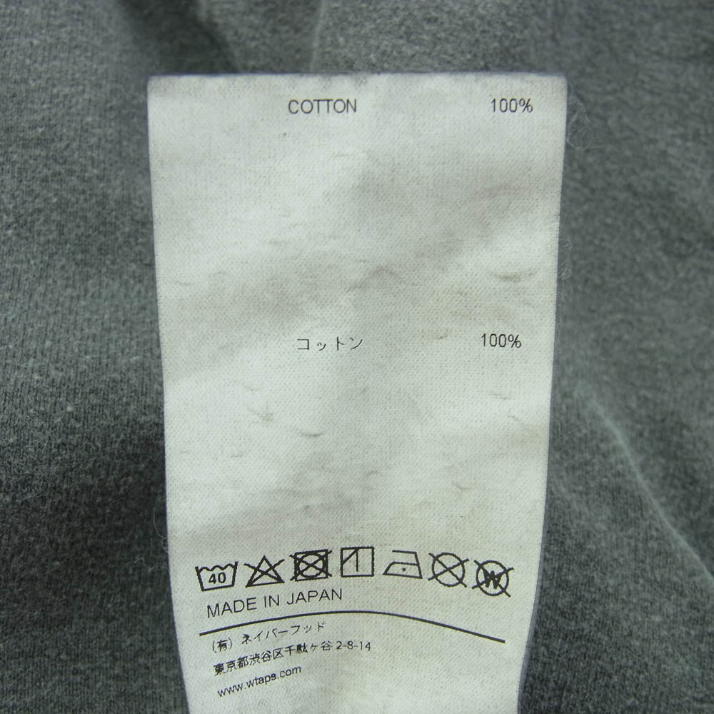 WTAPS ダブルタップス 23SS 231ATDT-CSM18 COTTON.SIGN L/S バック ロゴ 刺繍 ロングスリーブ カットソー Tシャツ スミ黒 ダークグレー系 4【極上美品】【中古】