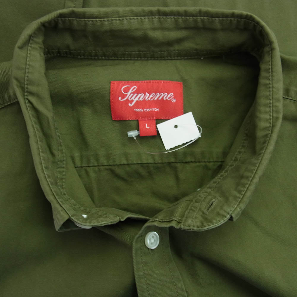 Supreme シュプリーム 22AW Small Box Logo Twill shirt スモールボックスロゴ ツイル 長袖 シャツ カーキ系 L【新古品】【未使用】【中古】