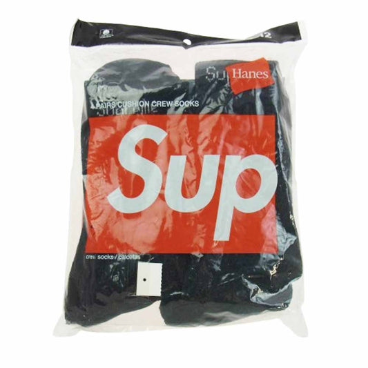 Supreme シュプリーム Hanes Crew Socks 4Pack ヘインズ ロゴ クルー ソックス 4足組 靴下 ブラック系【新古品】【未使用】【中古】