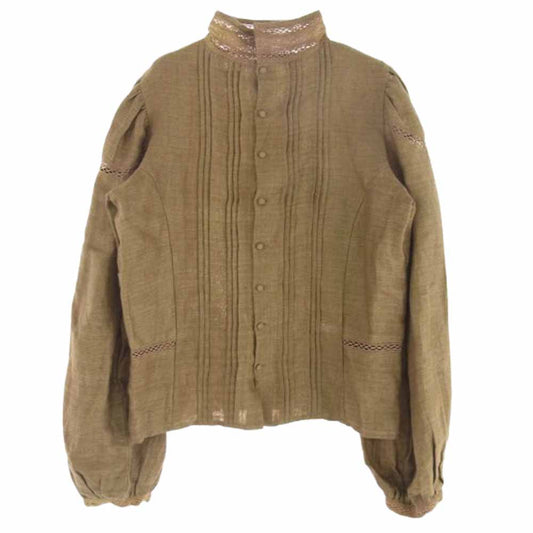 メドモアゼル リネン ブラウス 長袖 シャツ ベージュ ベージュ系 36【中古】