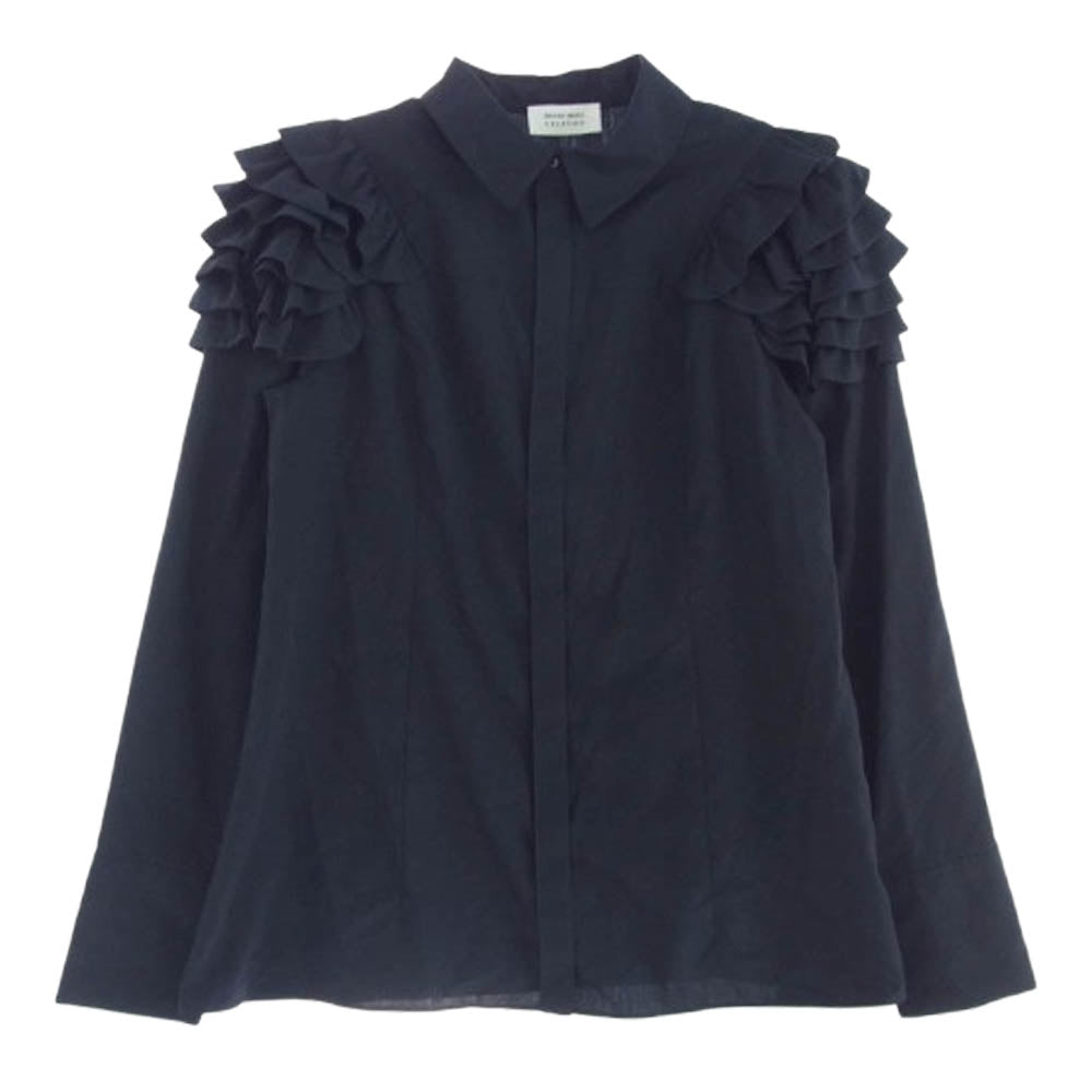 CELFORD セルフォード HANAE MORI フリル付き 長袖 シャツ ブラック ブラック系 36【極上美品】【中古】