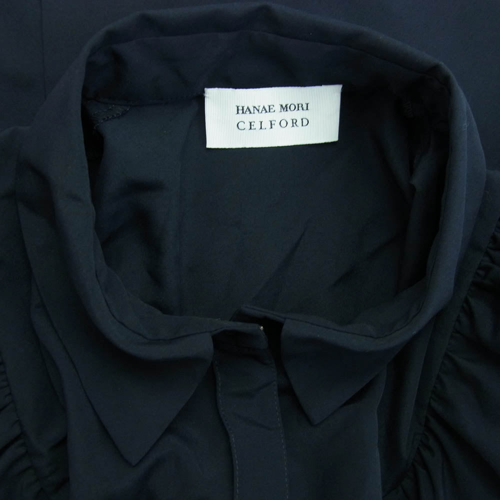 CELFORD セルフォード HANAE MORI フリル付き 長袖 シャツ ブラック ブラック系 36【極上美品】【中古】