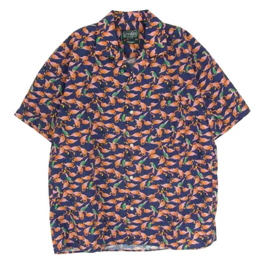 ギットマン GITMAN VINTAGE フラミンゴ柄 ボタンダウン シャツ ネイビー系 M【中古】