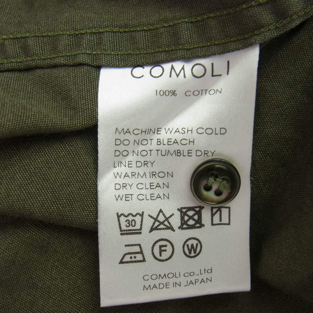 COMOLI コモリ N03-02004 open collar shirt オープンカラー シャツ グリーン系 1【中古】