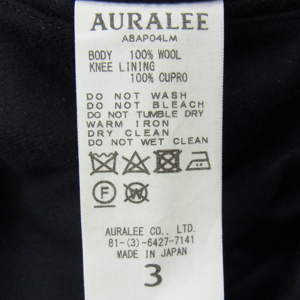 AURALEE オーラリー A8AP04LM LIGHT MELTON SLACKS スラックス パンツ ネイビー系 3【中古】